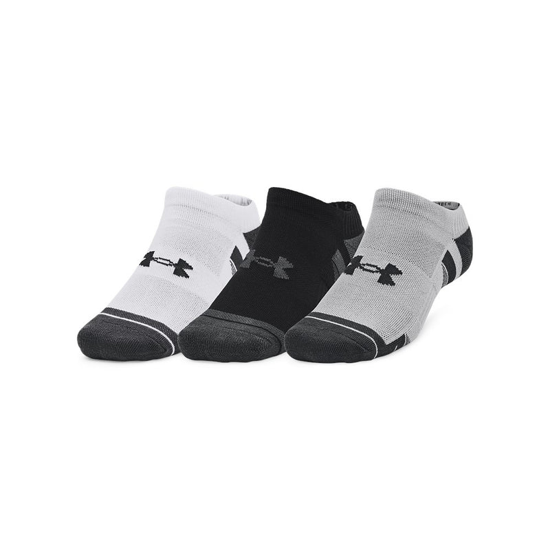 Under Armour Unisex Performance Tech Socks 3pk No Show - Mod Gray/White/Jet Gray