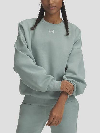 Under Armour Womens Rival Fleece Crew - Silica Green/White