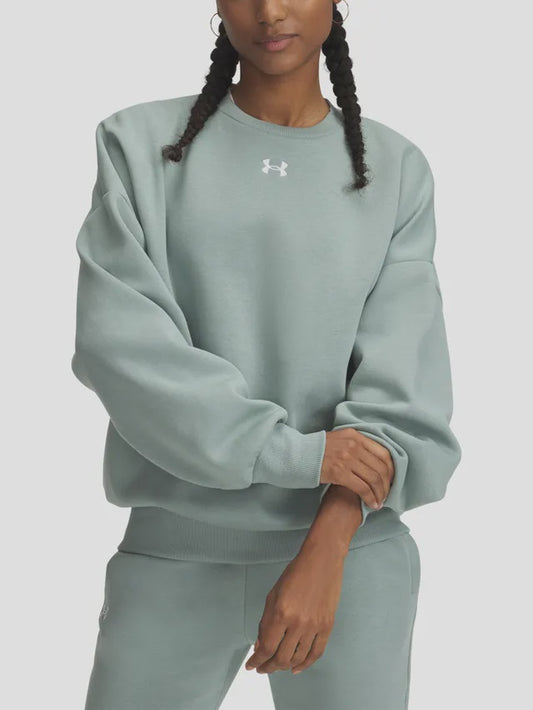 Under Armour Womens Rival Fleece Crew - Silica Green/White