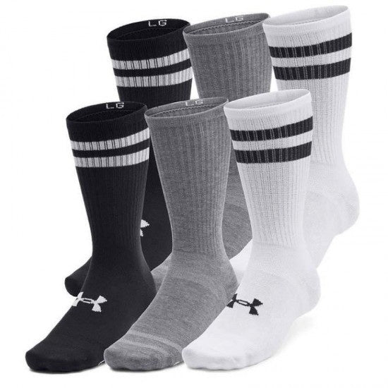 Under Armour Unisex Essential 6pk Crew - White/Black