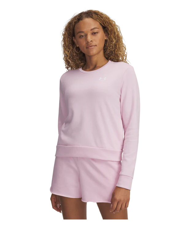 Under Armour Womens Rival Terry Crew - Prime Pink/White