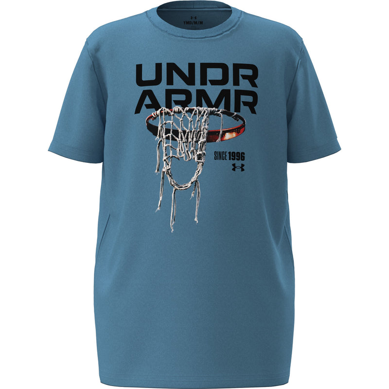 Under Armour Boys Hoops Net Short Sleeve Tee - Ether Blue/Black/White