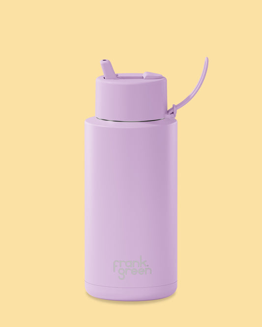 Frank Green 34oz Stainless Steel Ceramic Reusable Bottle with Flip Straw Lid - Lilac Haze