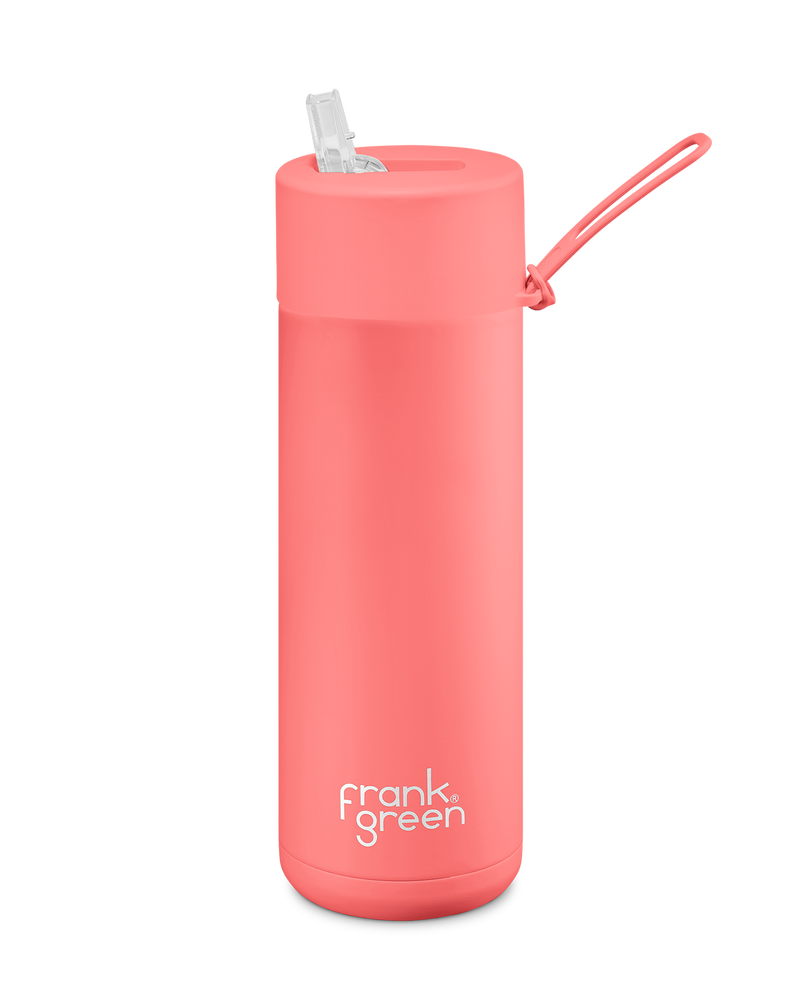 Frank Green 20oz Stainless Steel Ceramic Reusable Bottle with Straw Lid - Sweet Peach