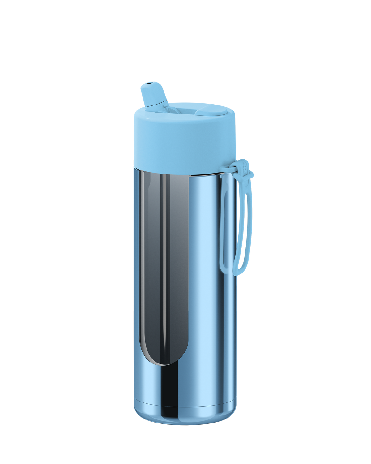 Frank Green Chrome Ceramic Reusable Drink Bottle (595ml) - Chrome Light Blue/Sky Blue