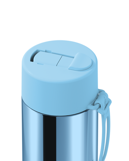 Frank Green Chrome Ceramic Reusable Drink Bottle (595ml) - Chrome Light Blue/Sky Blue