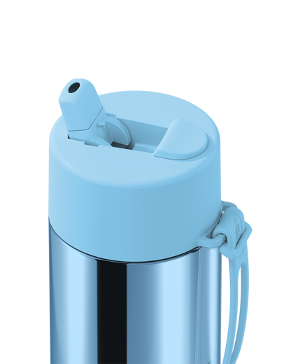 Frank Green Chrome Ceramic Reusable Drink Bottle (595ml) - Chrome Light Blue/Sky Blue