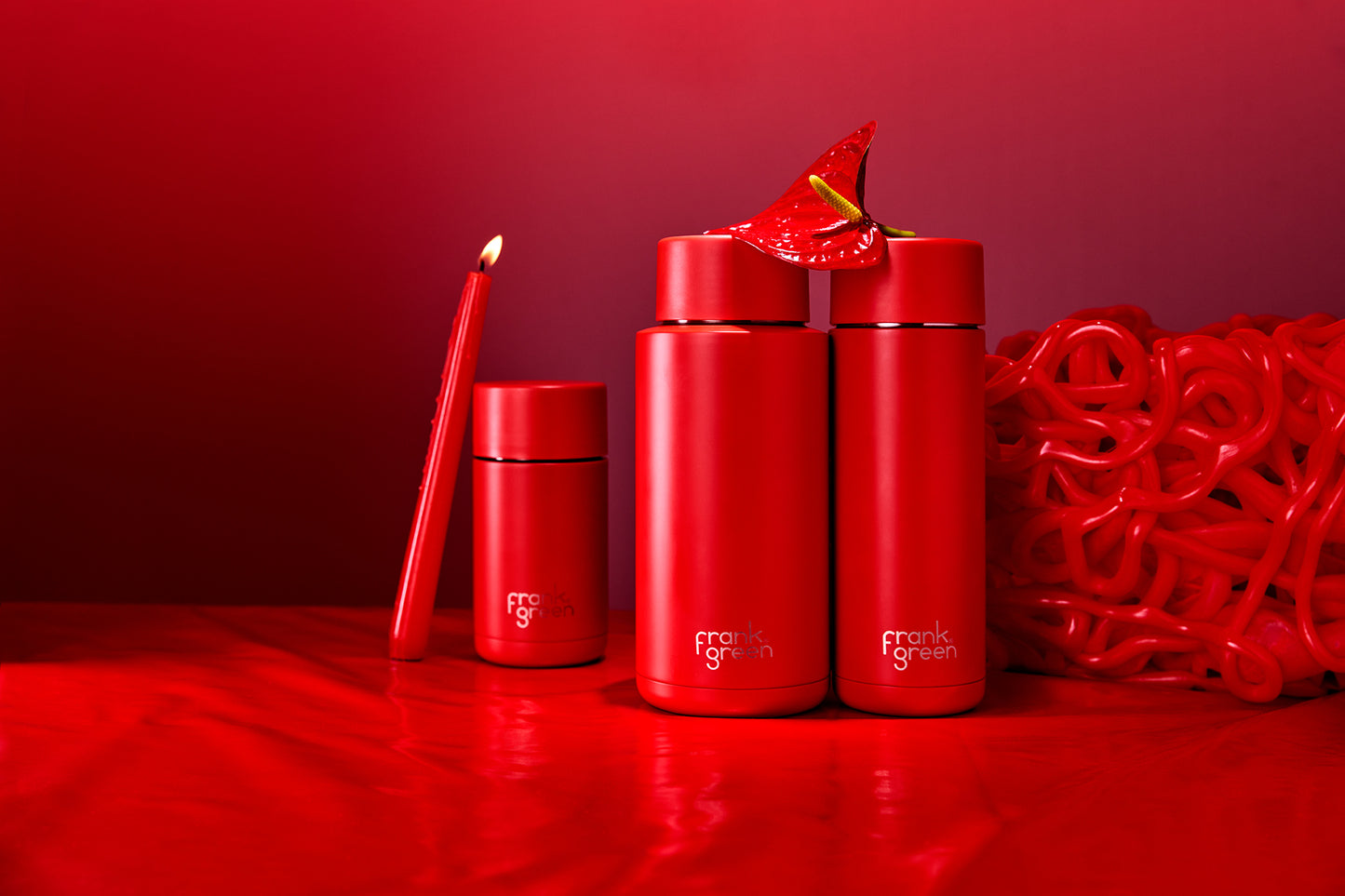 Frank Green 20oz Stainless Steel Ceramic Reusable Bottle with Flip Straw Lid - Atomic Red