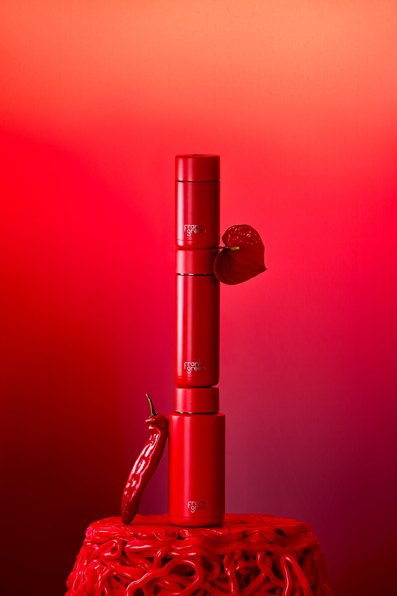 Frank Green 20oz Stainless Steel Ceramic Reusable Bottle with Flip Straw Lid - Atomic Red