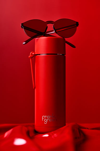 Frank Green 20oz Stainless Steel Ceramic Reusable Bottle with Flip Straw Lid - Atomic Red