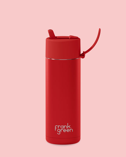 Frank Green 20oz Stainless Steel Ceramic Reusable Bottle with Flip Straw Lid - Atomic Red