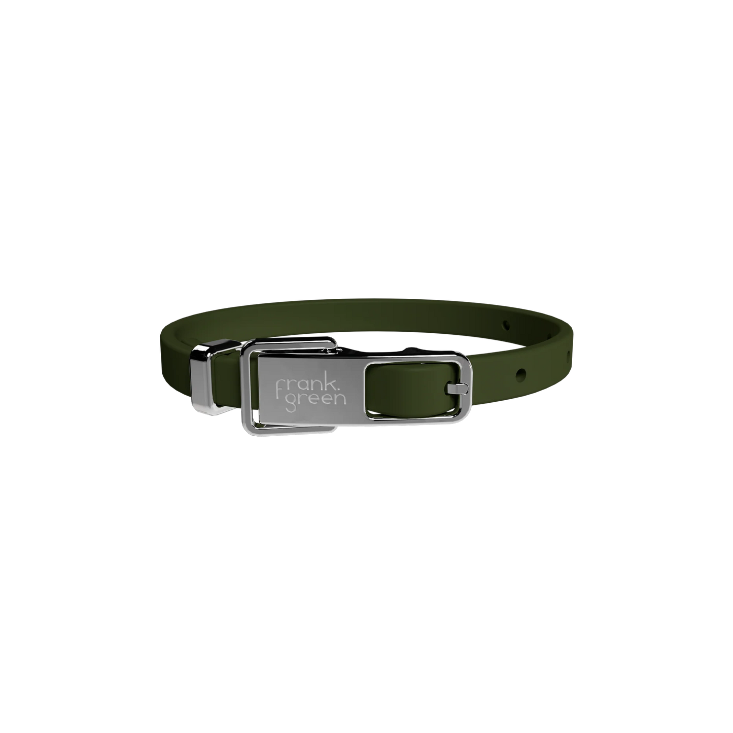 Frank Green Pet Collar + Name Tag - Khaki/Silver