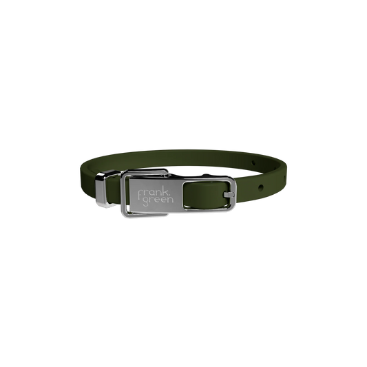 Frank Green Pet Collar + Name Tag - Khaki/Silver
