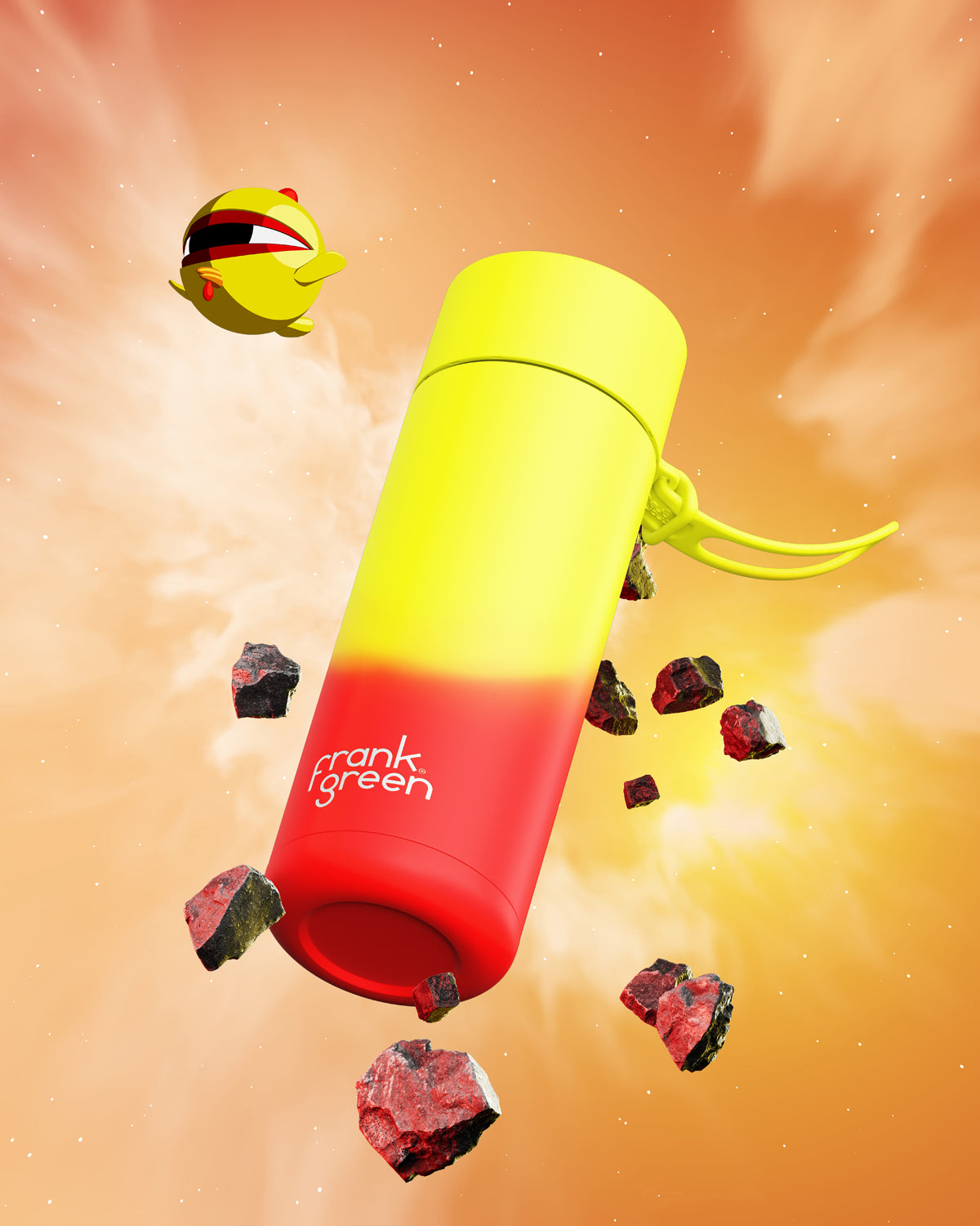 Frank Green 740ml Ultralight Bottle Colour Change Lava With Flip Straw Lid