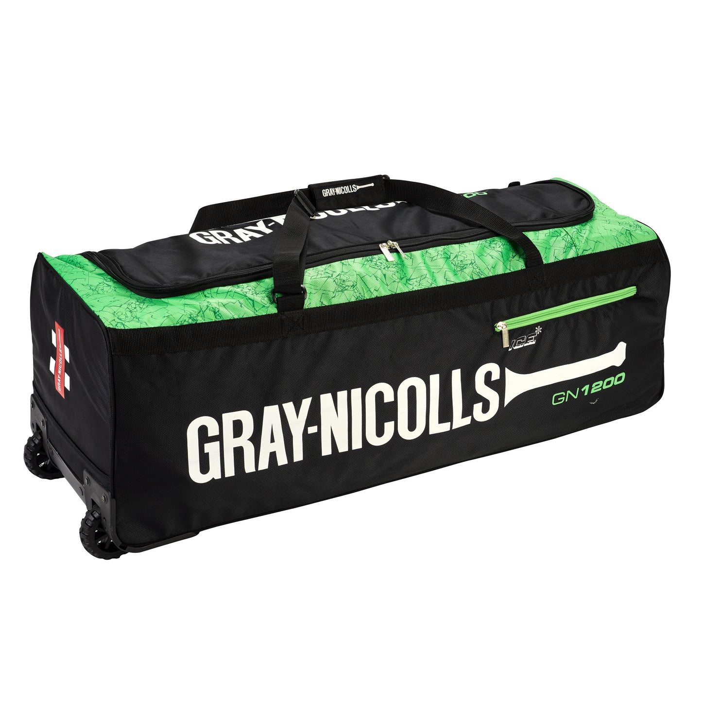 Gray Nicolls GN 1200 Cricket Wheel Bag - Black/Green