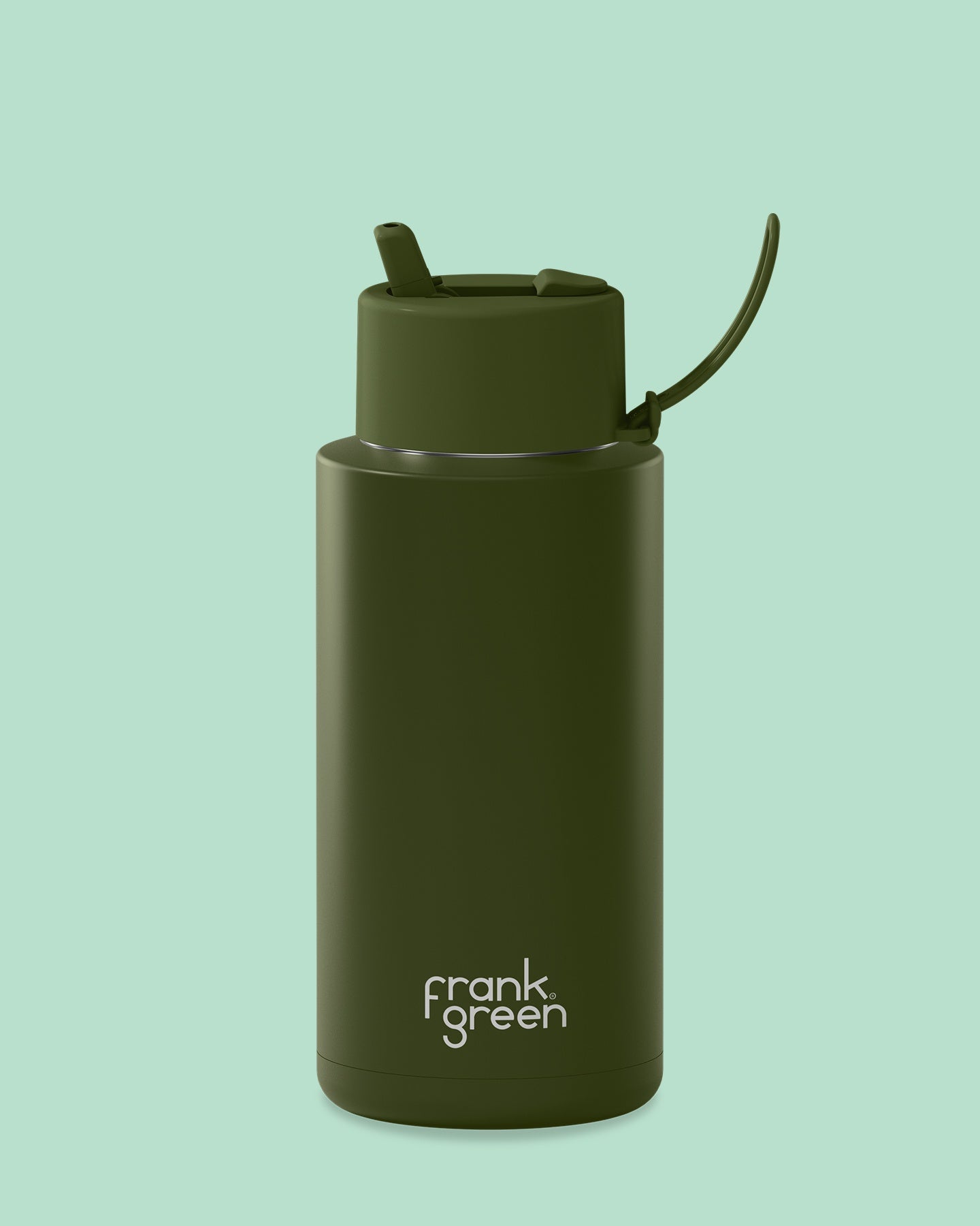 Frank Green 34oz Stainless Steel Ceramic Reusable Bottle with Flip Straw Lid - Khaki