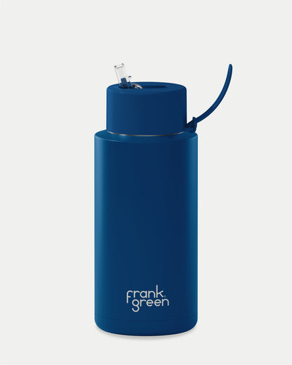 Frank Green 34oz Stainless Steel Ceramic Reusable Bottle with Straw Lid - Deep Ocean
