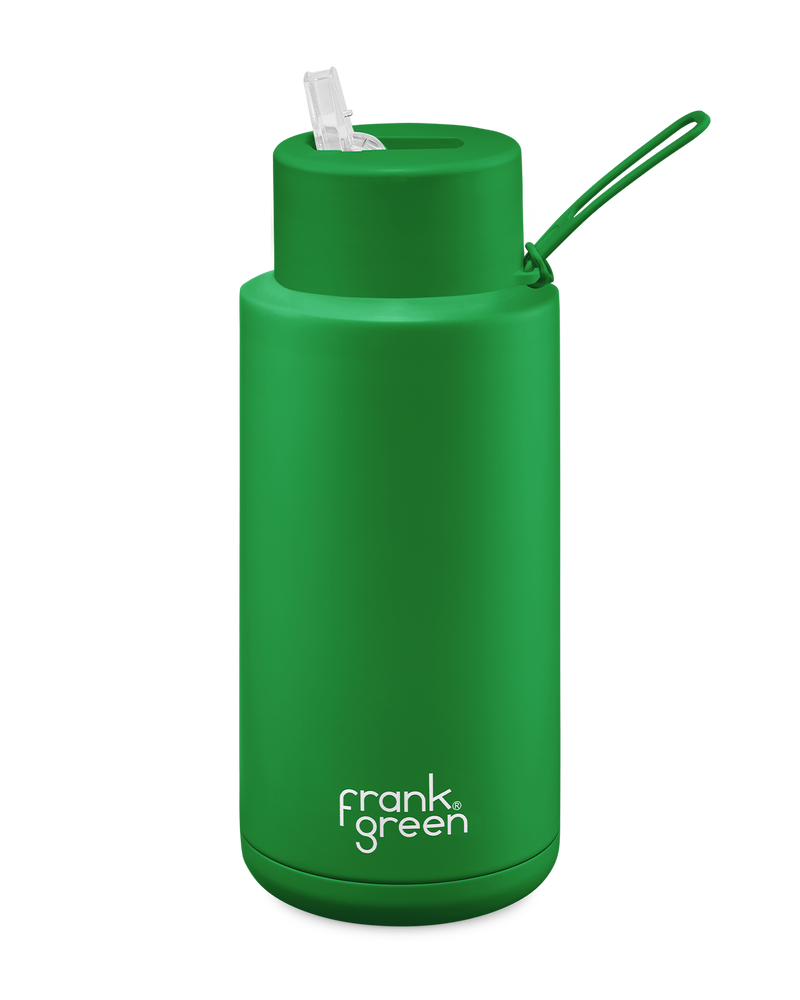 Frank Green 34oz Stainless Steel Ceramic Reusable Bottle with Straw Lid - Evergreen