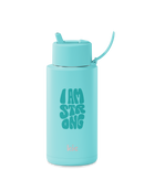 Frank Green 1Litre KIC Ceramic Reusable Bottle Aqua (Strong) with Flip Straw Lid