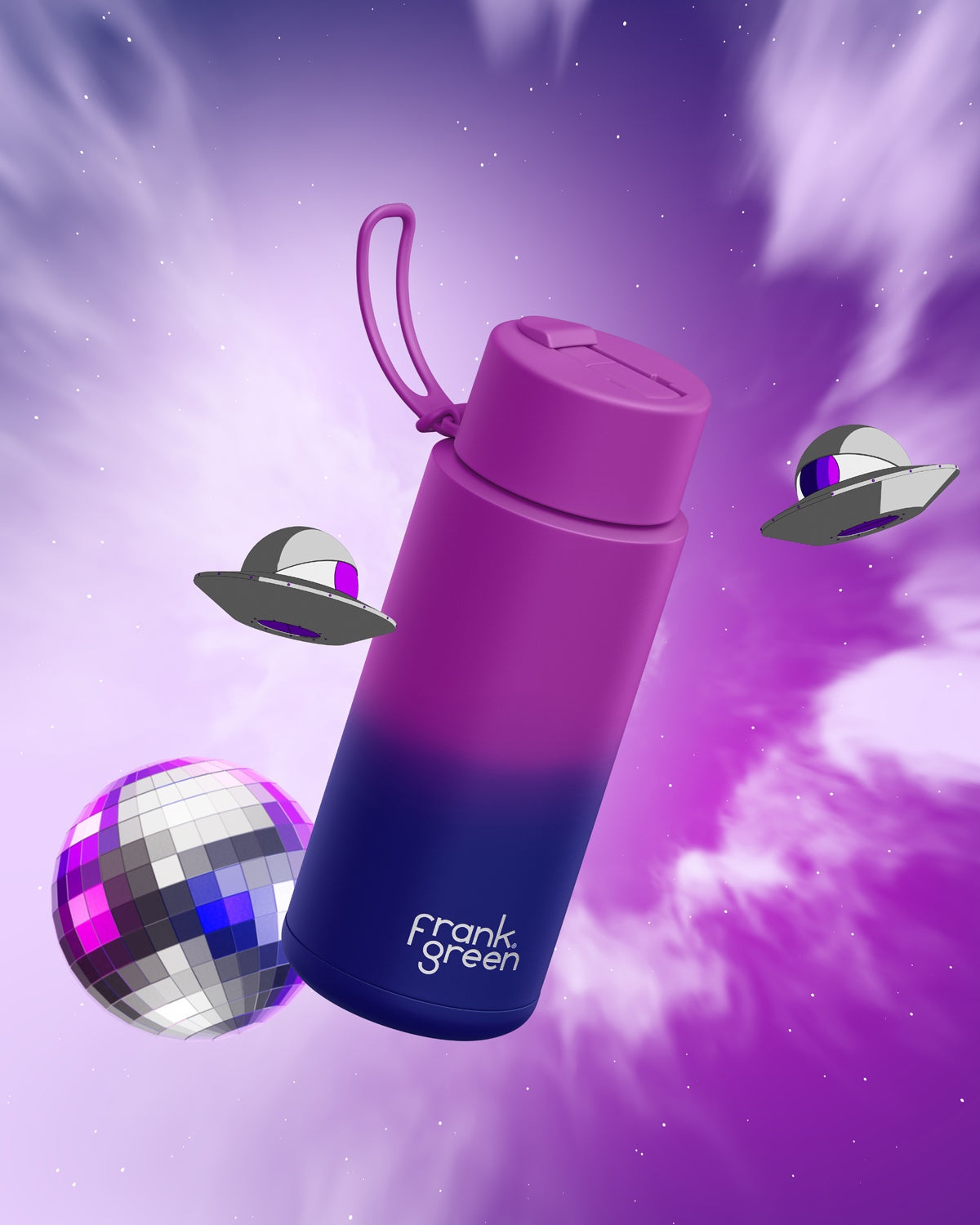 Frank Green 1L Ultralite Bottle Colour Change Twilight with Flip Straw Lid