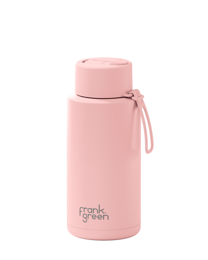 Frank Green 34oz Stainless Steel Ceramic Reusable Bottle With Flip Straw Lip- Blushed