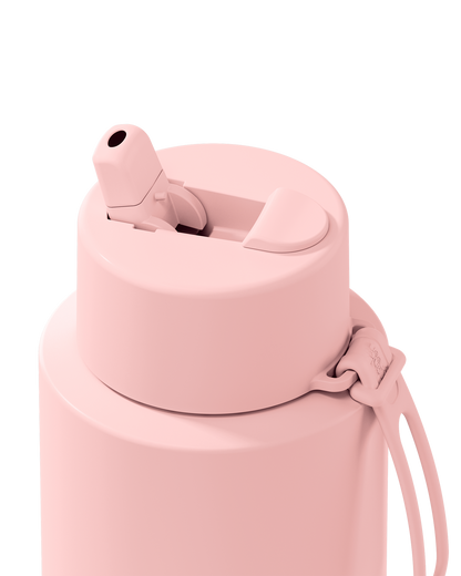 Frank Green 34oz Stainless Steel Ceramic Reusable Bottle With Flip Straw Lip- Blushed