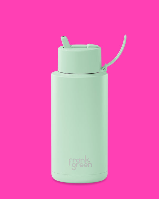 Frank Green 34oz Stainless Steel Ceramic Reusable Bottle with Flip Straw Lid - Mint Gelato