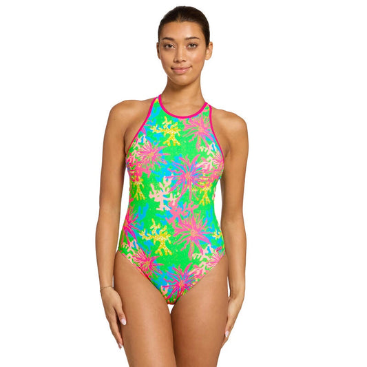 Zoggs Womens Open Water Silver Lined Crossback - Magic Green