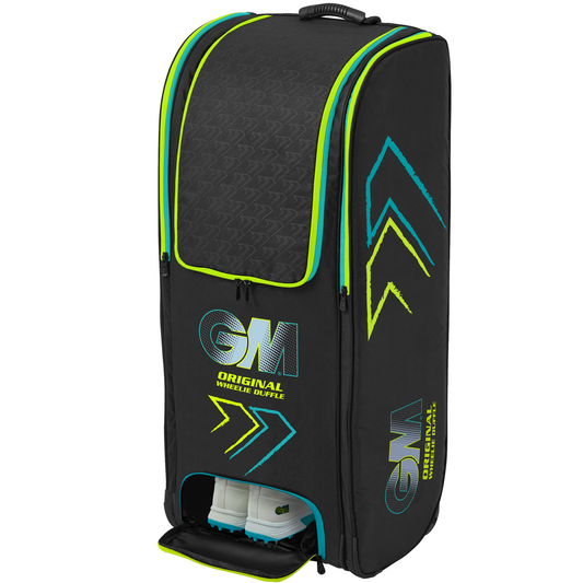 Gunn & Moore Original Wheelie Duffle Bag - Cyan/Fluro Black/Cyan