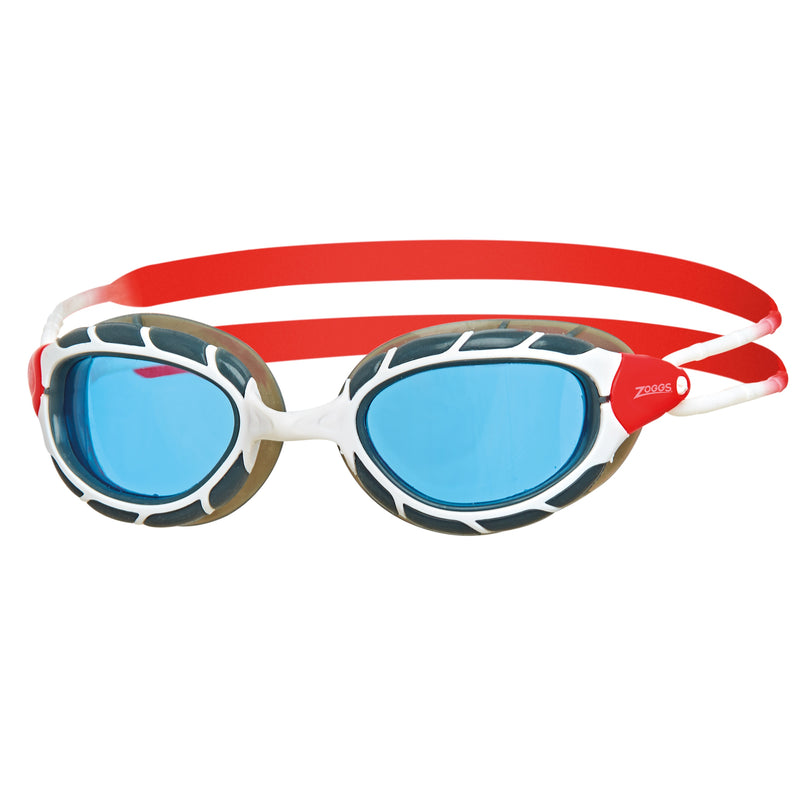 Zoggs Predator Goggles (Smaller Profile Fit) - White/Red/Tint Blue