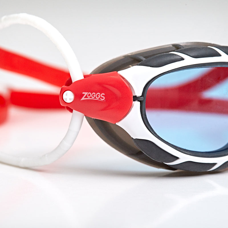 Zoggs Predator Goggles (Smaller Profile Fit) - White/Red/Tint Blue