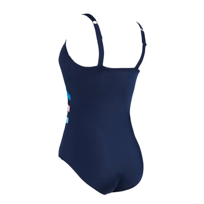 Zoggs Womens Wrap Panel Classicback One Piece - Navy/Blue/Pink