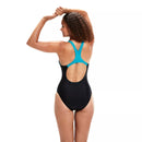 Speedo Womens Medley Logo One Piece - Black/Aquarium