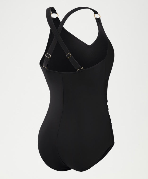 Speedo Womens Shaping V Neck One Piece - Black
