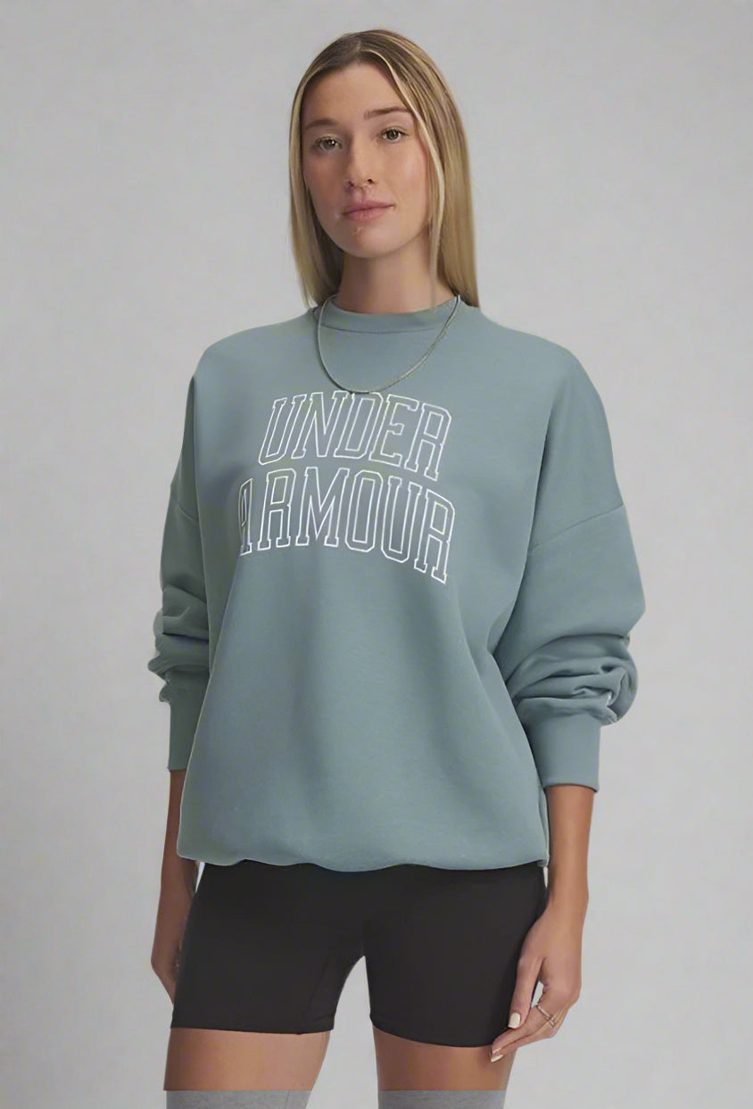Under Armour Rival Fleece Varsity Women's Oversized Crew - Serpentine/White