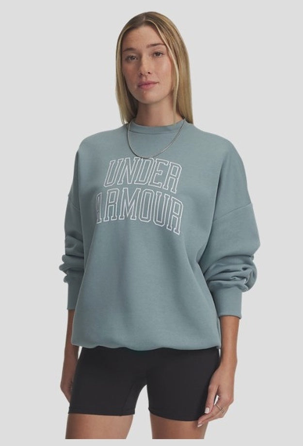 Under Armour Rival Fleece Varsity Women's Oversized Crew - Serpentine/White