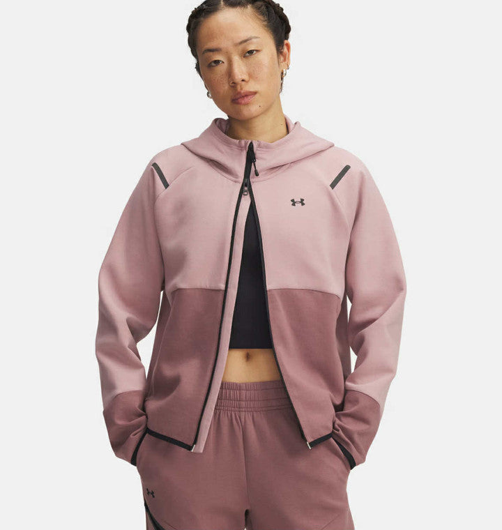Under Armour Womens Unstoppable Fleece Full Zip - Pink/Maroon Mist
