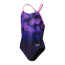 Speedo Girls Placement Lane Line Back - True Navy/Electric Pink/Cobalt Pop