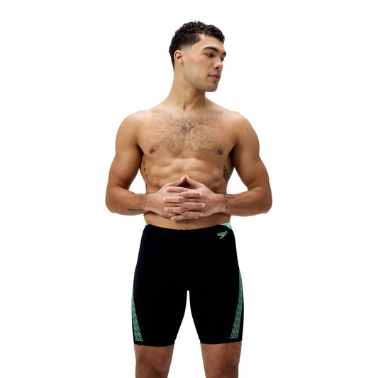 Speedo Mens Hyperboom Splice Jammer - Black/Alfalfa Green