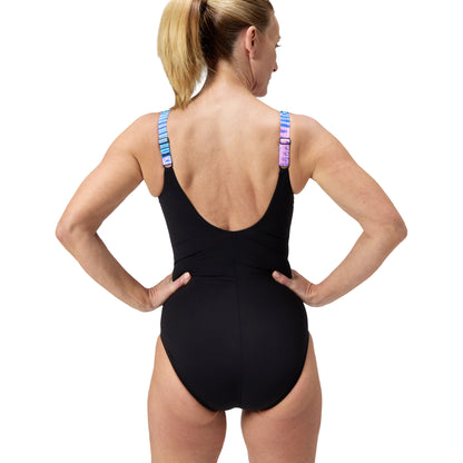 Speedo Womens Shaping Lunalustre One Piece - Black/Pink/Blue/Teal
