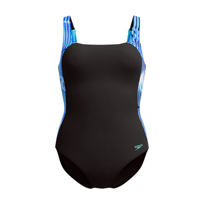 Speedo Womens Shaping Lunalustre One Piece - Black/Pink/Blue/Teal