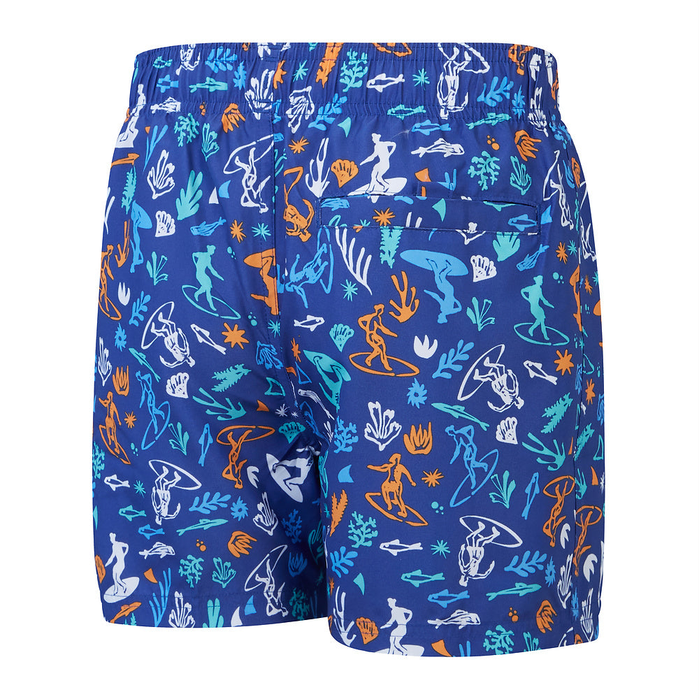 Speedo Boys Digital Printed 13" Watershort - Zaffre Blue/Tranquil Blue/Mandarin Peel/Arctic Glass/White