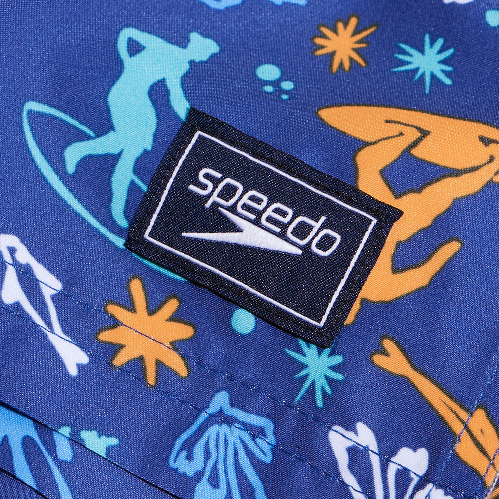 Speedo Boys Digital Printed 13" Watershort - Zaffre Blue/Tranquil Blue/Mandarin Peel/Arctic Glass/White