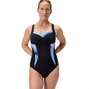 Speedo Womens Shaping Printed Lunalustre One Piece - Black/Pink/Teal/Blue