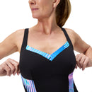 Speedo Womens Shaping Lunalustre One Piece - Black/Pink/Blue/Teal