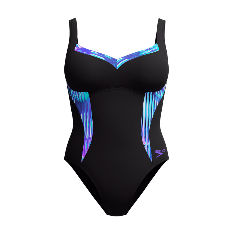 Speedo Womens Shaping Lunalustre One Piece - Black/Pink/Blue/Teal