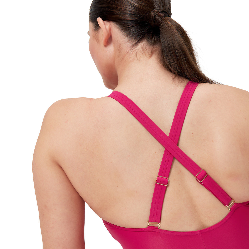 Speedo Womens Shaping V Neck One Piece - Magenta Haze