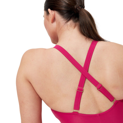 Speedo Womens Shaping V Neck One Piece - Magenta Haze