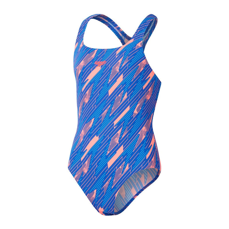 Speedo Girls Hyperboom Allover Medalist One Piece - Siren Red/True Cobalt/Picton Blue