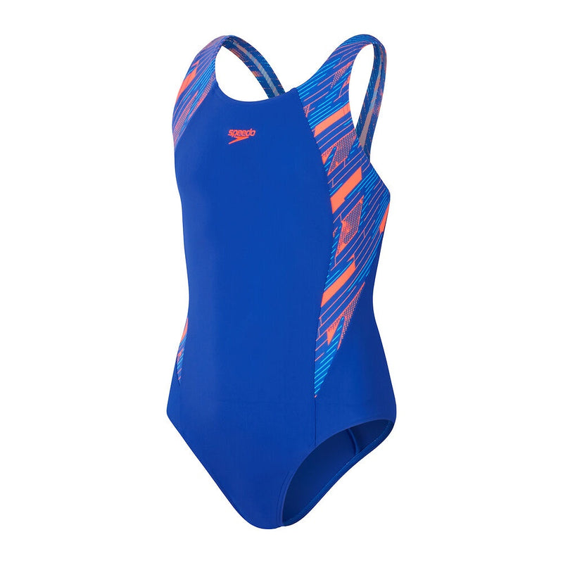 Speedo Girls Hyperboom Splice Muscleback One Piece - True Cobalt/Siren Red/Picton Blue